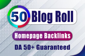 make SEO backlinks da50 homepage blogroll or sidebar report