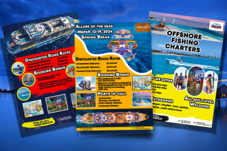 design travel, boat, fish, beach, party and cruise flyer