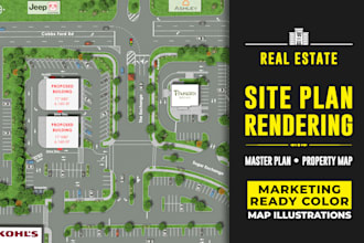 redraw or render professional 2d site plan master plan and real estate maps
