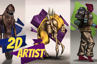 create 2d character design and creature concept