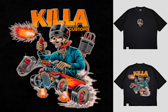 create a custom illustration of a rat fink culture style