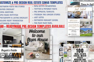 do custom design and provide predesign real estate canva templates