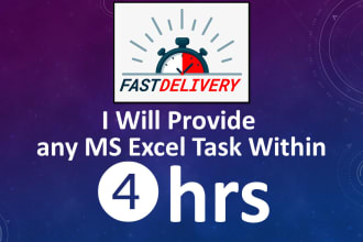 provide excel work in 4 hrs, reports, reconcile, analyze