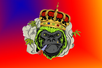design cool monkey  smoking mascot logo with free source file