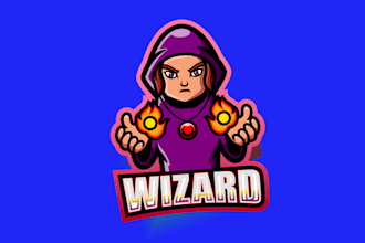 do awesome wizard sport mascot logo for you with my own creativity
