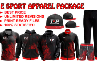 design an esports jersey hoodie polo shirts hats design  and jacket package