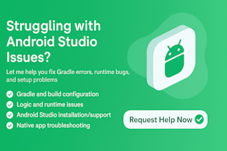 debug and fix bugs, issues, crashes, and errors in the android studio and apps