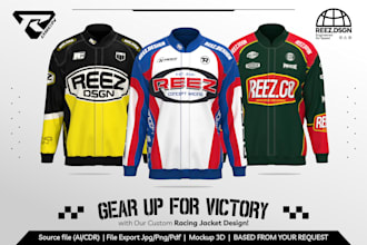 create a professional racing jacket design for adventure and racing design