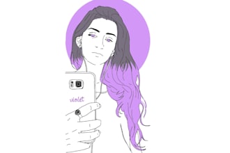 draw any minimalist flat line art portrait or illustration