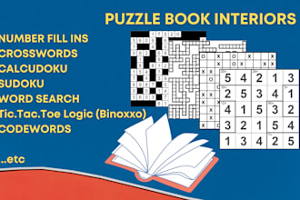 create a separate or mixed puzzles book interior for kdp etc