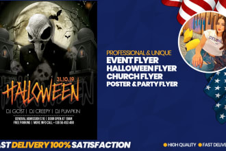 design a halloween, concert, nightclub, event or party flyer