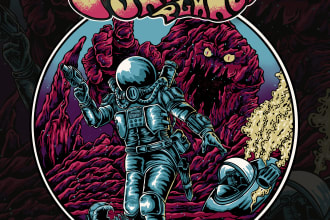 draw dark art, doom, stoner rock style for tshirt