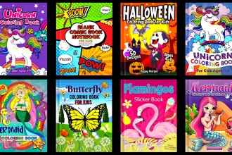 do kids coloring book cover, kids activity book, and coloring  page for kdp