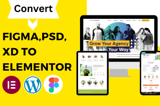convert PSD, xd,  figma to wordpress, and figma  to elementor  website design