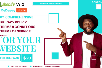 write privacy policy, terms and conditions, terms of service for your website