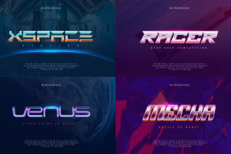 create text effects logo for movies and gaming sci fi styles