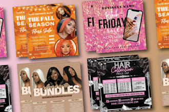 design hair extension, beauty, lash, salon, and spa flyer