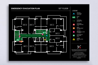 design professional emergency evacuation map, fire exit plan
