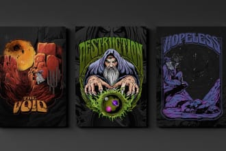 do an artwork of stoner rock, psychedelic and metal cover