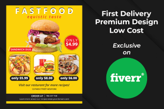 design professional flyer, restaurant flyer, poster, brochure within 12 hours