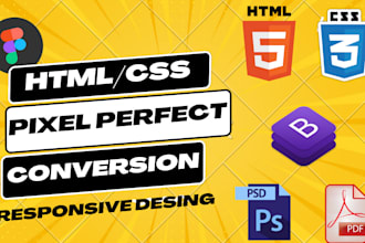 convert figma, PDF or PSD to responsive HTML conversion