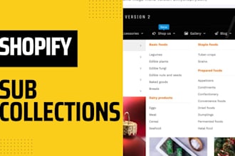 organize shopify mega menu, sub collection and collection