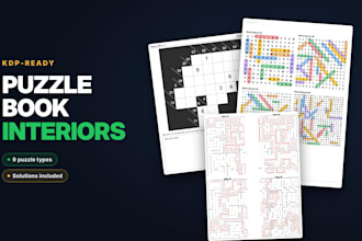 create KDP puzzle book interior with word search, sudoku, mazes and solutions