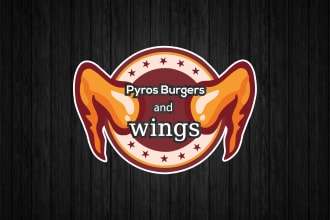 design chicken wings, burger and pizza logo