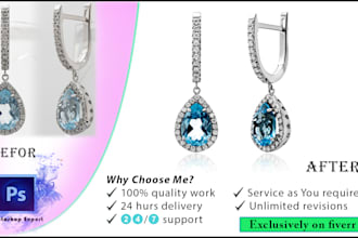 do photo editing with color correction, shadows, and high end jewelry retouching