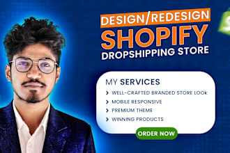 design or redesign shopify store and shopify dropshipping website