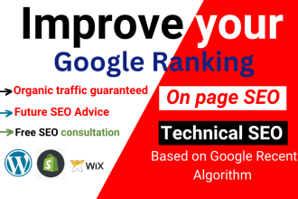 do on page SEO and technical optimization of wordpress shopify wix site