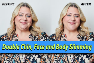 do body slimming body shape photo editing and retouch image, remove double chin