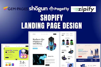 design or clone shopify product page, landing page by pagefly, gempages, shogun