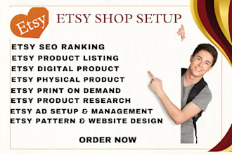 setup etsy shop digital products design printable planner with listings and SEO