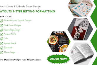 lulu, ingram spark, book cover design, book formatting, menu design, book layout