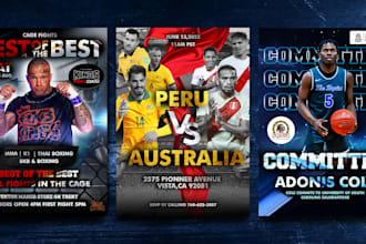 design creative sports flyer,boxing,mma,football, basketball in 24 hr