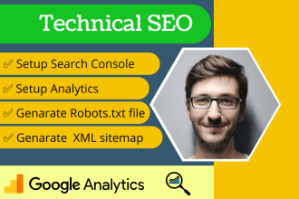 setup google analytics, search console, generate robots txt and sitemap