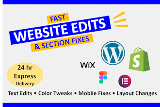 do quick website edits, fix colors, and tweak sections on wordpress or shopify