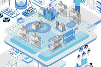 make isometric design illustration for your business  , produck or web page