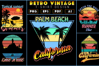 provide creative retro vintage t shirt design and retro business logo