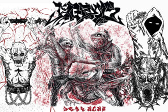 draw a hardcore punk rock chaos graffiti illustrations
