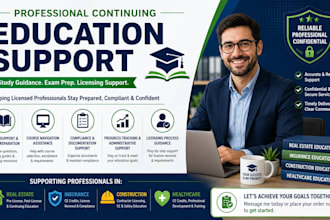 provide support for mortgage, real estate, insurance, ce, and compliance courses