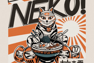 draw retro japanese illustration for your brand