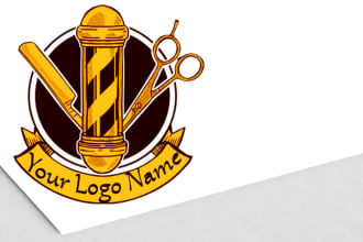 do professional vintage barbershop logo for your brand