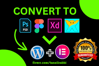clone, convert figma, psd, xd or wix to wordpress website using elementor pro