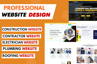 design construction, contractor, plumbing, roofing, and electrician website
