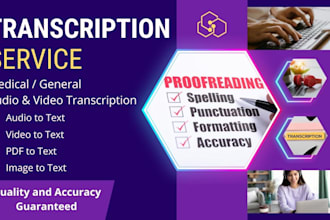 transcribe english audio and video with proofreading