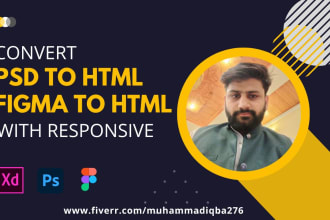 convert PSD to HTML, figma to HTML with responsive