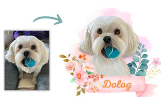 illustrated your pet to crtoon portrait