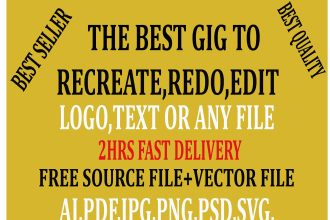 redo,recreate,resize,edit your logo or image into vector